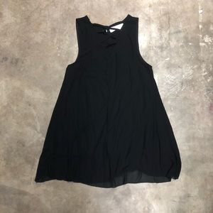NWOT Black V-Neck Strappy Crepe Mini Shift Dress